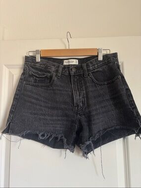 Abercrombie & Fitch Faded Black Frayed Denim Shorts